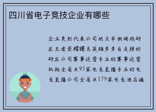 四川省电子竞技企业有哪些